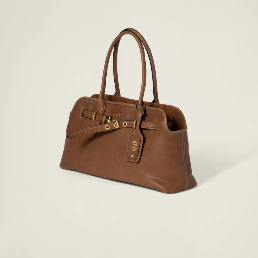 Miu Miu Aventure Nappa Calfskin Leather Brown Top-Handle Bags