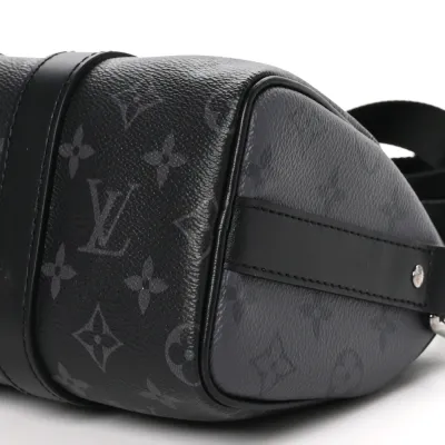 Louis Vuitton Keepall Bandouliere 25 Reverse Monogram Eclipse Canvas Silver Hardware
