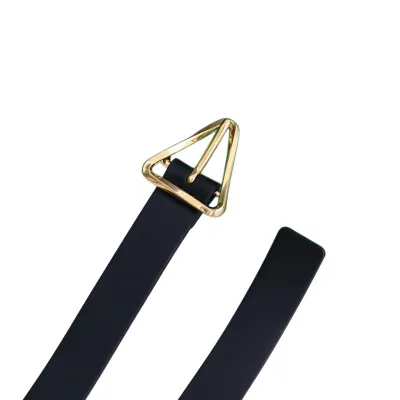 Bottega Veneta Women's Triangle Buckle In Black/White/Beige Calfskin With Gold/Silver Hardware 25mm