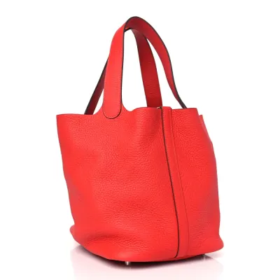 Hermès Picotin Lock 22 MM Rouge Casaque Taurillon Clemence Leather Gold Hardware