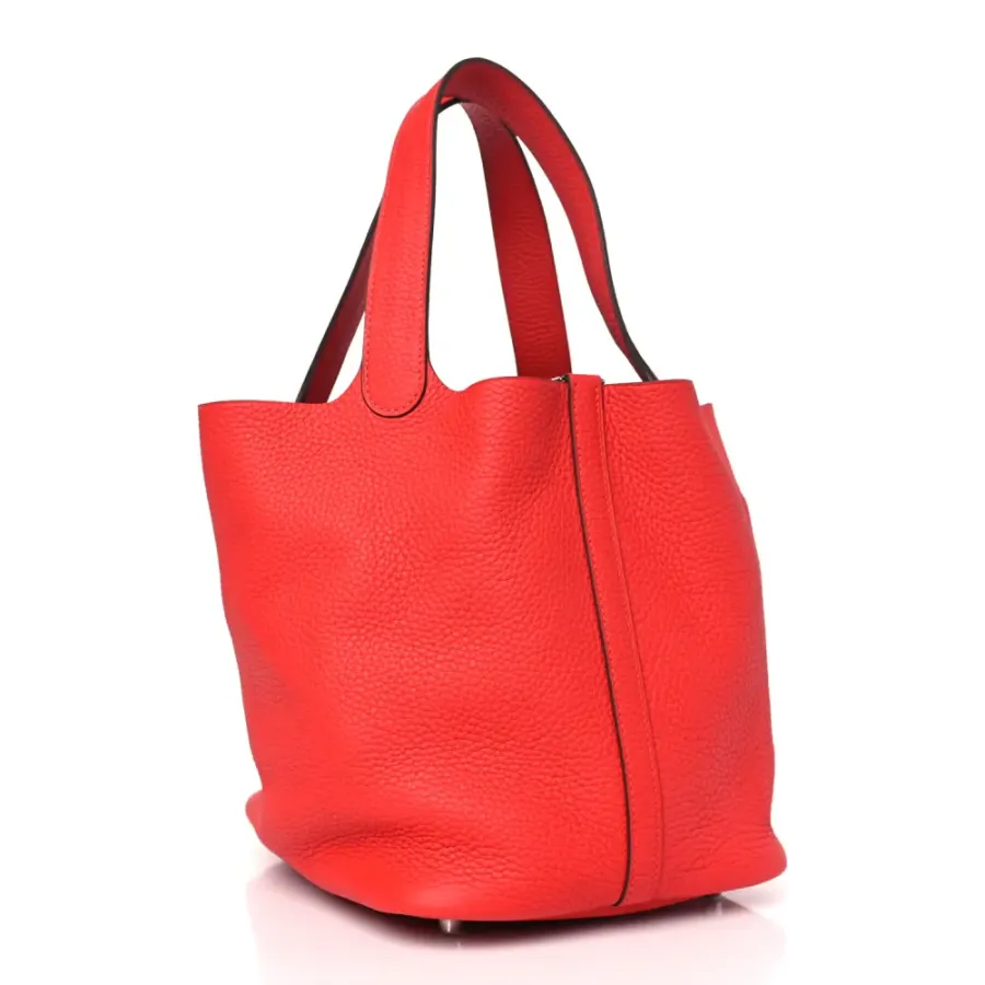 Hermès Picotin Lock 22 MM Rouge Casaque Taurillon Clemence Leather Gold Hardware