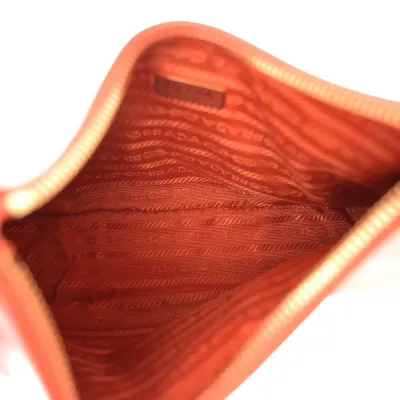 Prada Mini Re-Edition Shoulder Bag Arancio Saffiano Leather Lux Gold Hardware