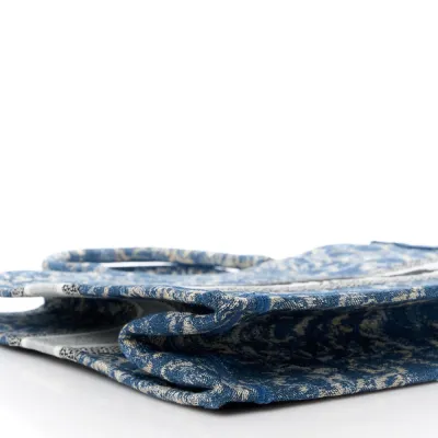 Dior Large Brocart Book Tote Blue Embroidered Canvas