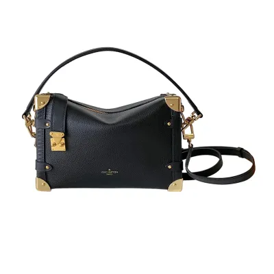 Louis Vuitton Side Trunk MM Black/Beige Calfskin Leather Gold/Silver/Black Hardware