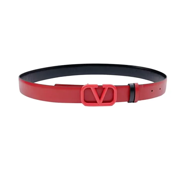 Valentino V Buckle Belt In Brown/Black/White/Nude/Red Calfskin With Brown/Black/White/Nude/Red Hardware 30mm - Image 5