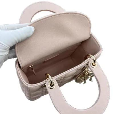 Dior Lady Pink Lambskin Leather Gold Hardware