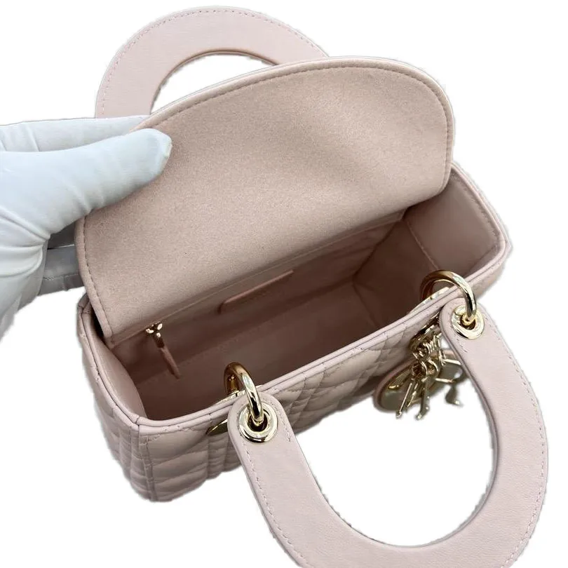 Dior Lady Pink Lambskin Leather Gold Hardware