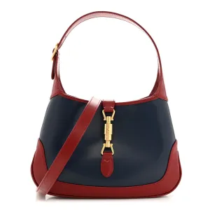 Gucci Small Bi-Color Jackie 1961 Hobo Blue Agata / New Cherry Red Boarded Dyana Lux Calfskin Leather Gold Hardware