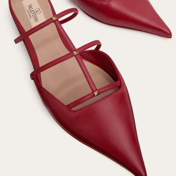 VALENTINO Red Calfskin microheeled Mill slippers