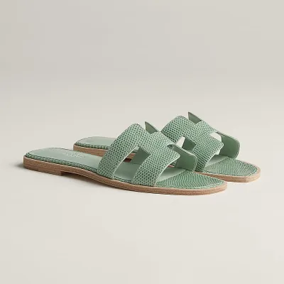 HERMES Oran Green Slippers