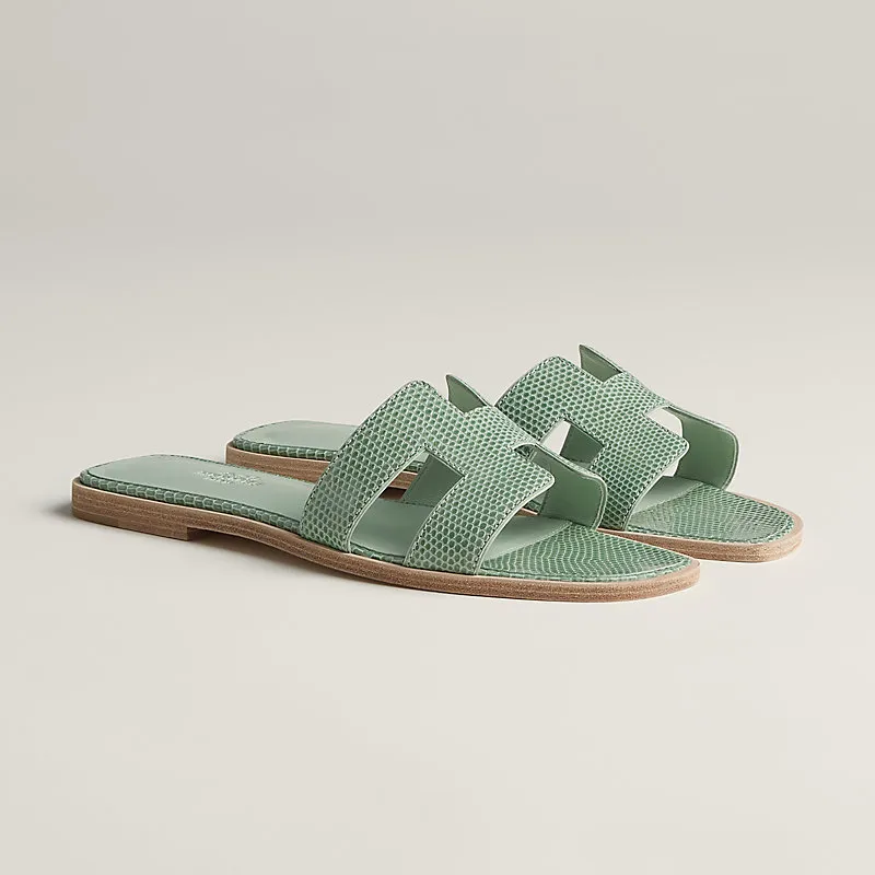 HERMES Oran Green Slippers