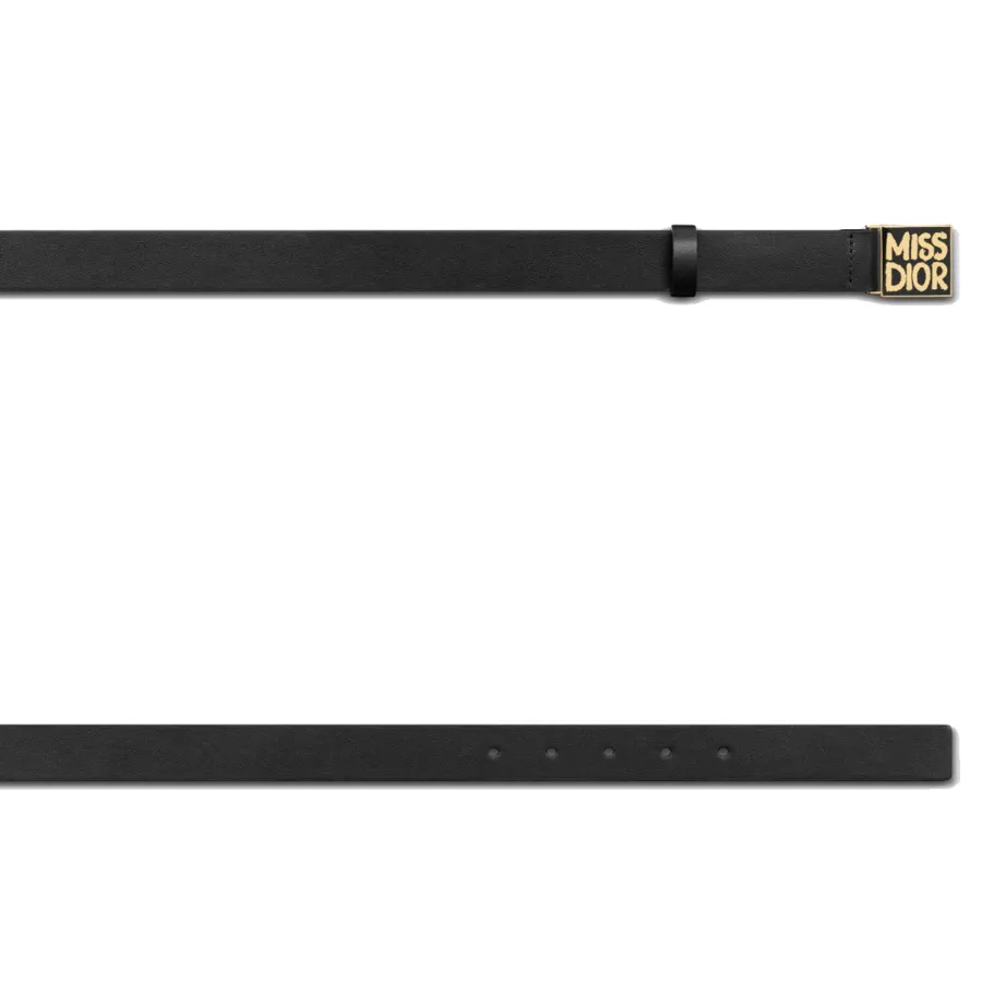 Dior Women' s Miss Dior Graffiti Buckle Belt In Black/Pink Calfskin With Gold Hardware 25mm