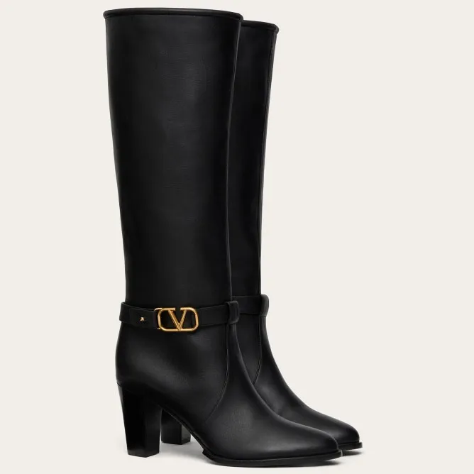 VALENTINO VLOGO SIGNATURE Calf leather boots (7.5cm high heel)