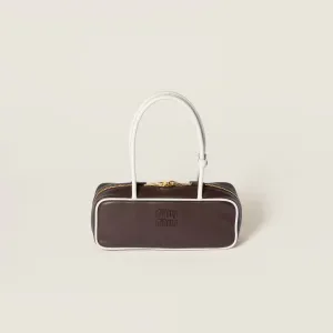 Miu Miu Calfskin Leather Beau Deep Brown Top-Handle Bags
