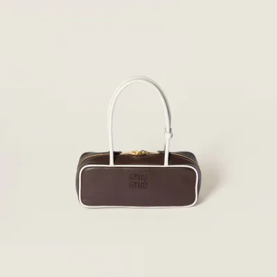 Miu Miu Calfskin Leather Beau Deep Brown Top-Handle Bags