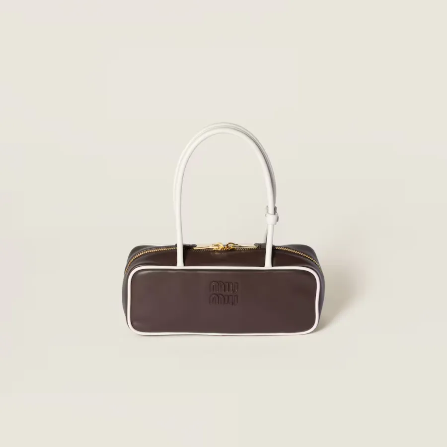 Miu Miu Calfskin Leather Beau Deep Brown Top-Handle Bags