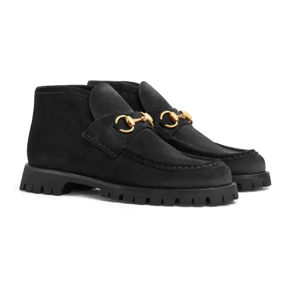 Gucci Round headed black suede horse collar buckle ankle boots - Image 2