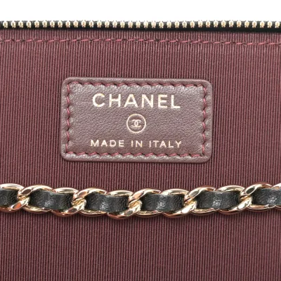 Chanel Vanity Case With Chain Small Black Quilted Lambskin Leather Light Gold Hardware
