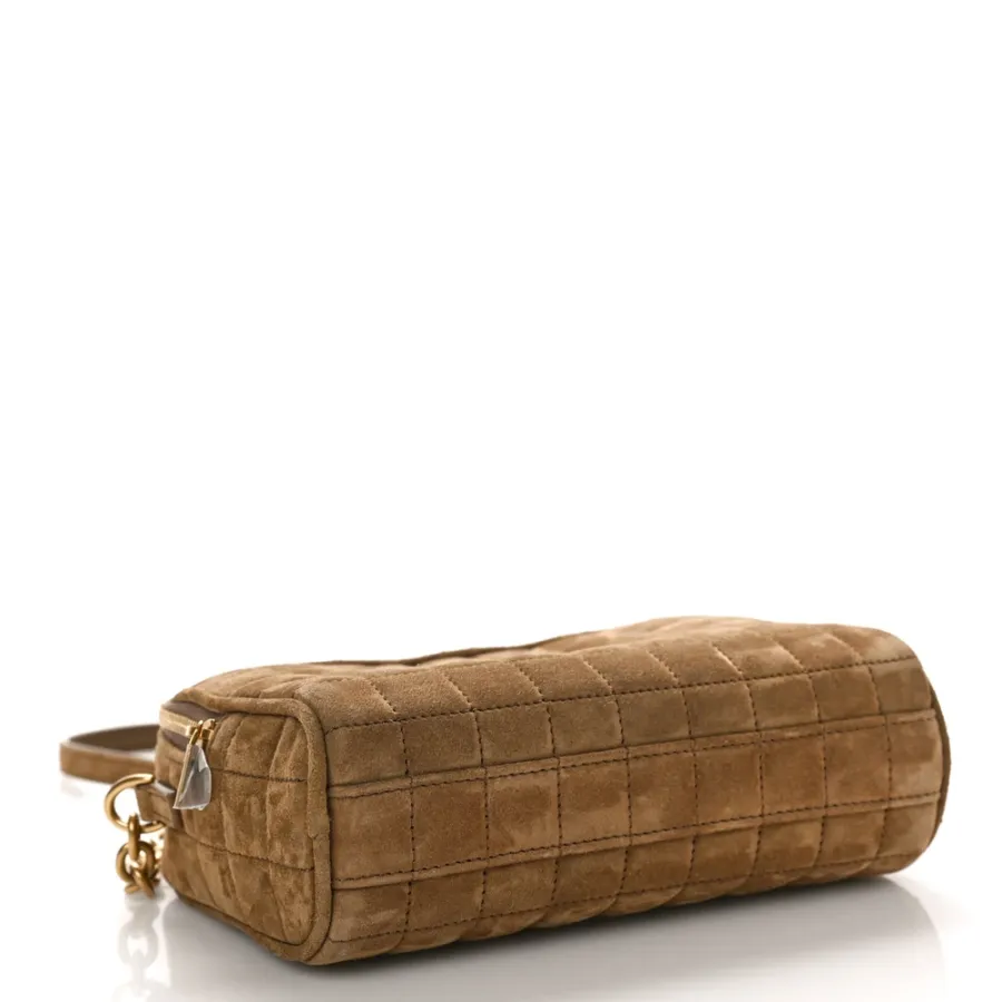 Saint Laurent Mini Camera Bag Golden Leaf Quilted Monogram Suede & Calfskin Leather Gold Hardware