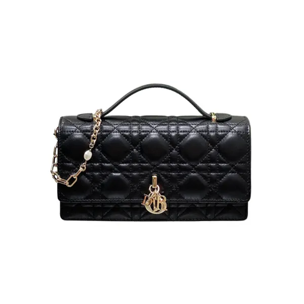 Dior My Dior Mini Top Handle Bag With Chain And Pearl In Blue Haze/Ice Blue/Beige/White/Chocolate/Black/Red/Rose des Vents/Pink/Stone Grey/Light Grey Cannage Lambskin With Gold Hardware - Image 10