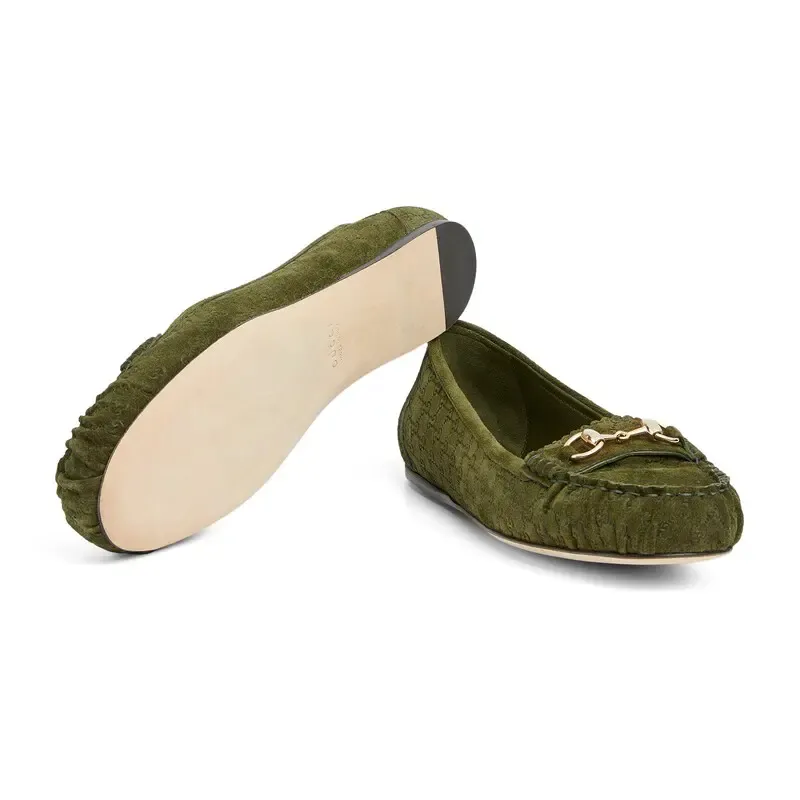 Gucci green round - toed casual shoes Flat Shoes
