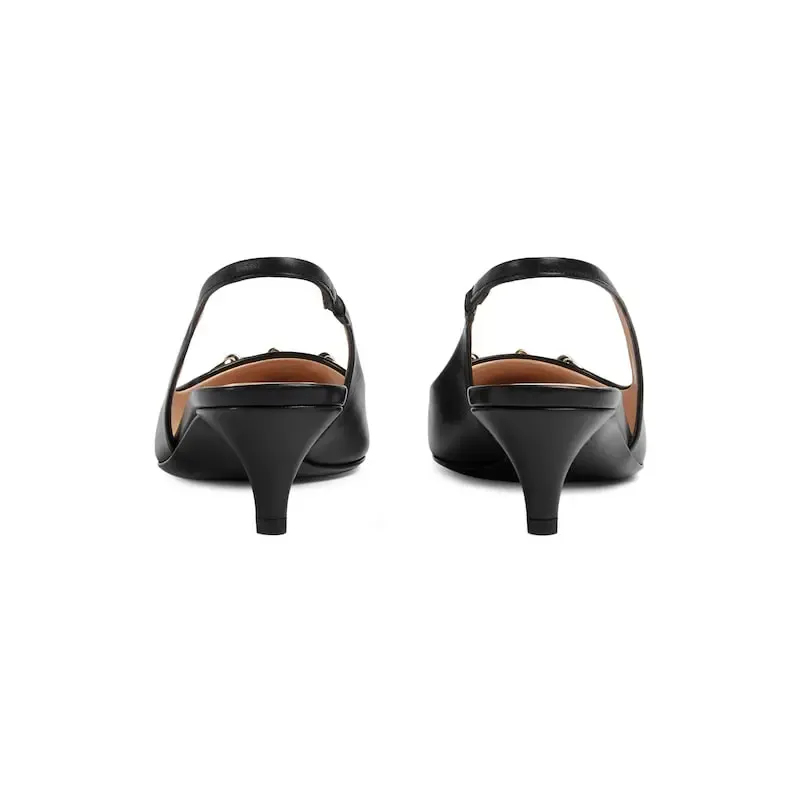 Gucci black pointed slender heel high heels shoes Rear lace up high heels