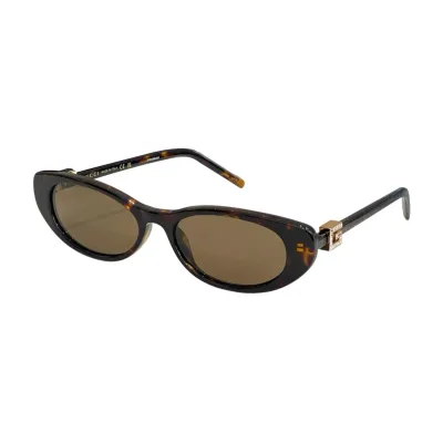 Gucci Oval glasses black silver/leopard gold color Size 52口17-140