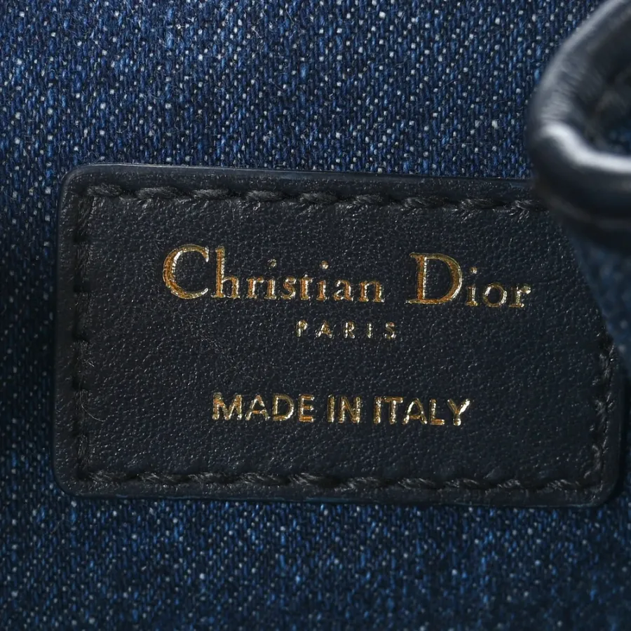 Dior Medium C’est Chain Bucket Bag Blue Oblique Canvas Gold Hardware