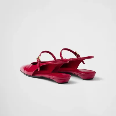 PRADA Patent paint leather Flat Shoes red Ballet Shoes