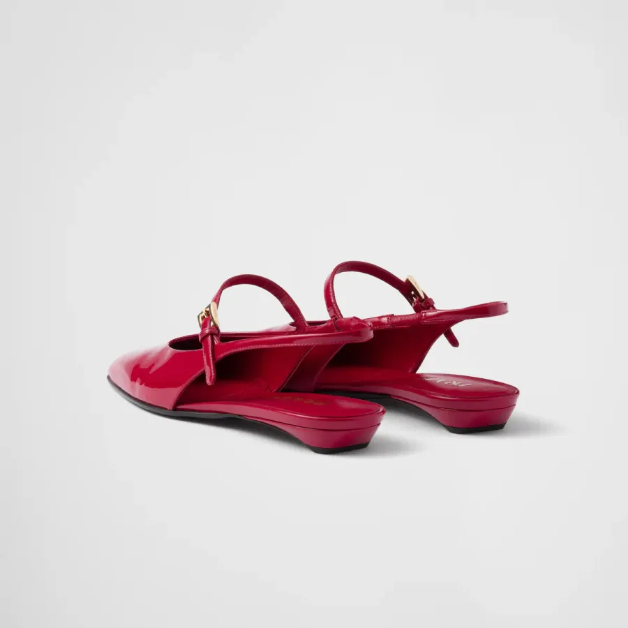 PRADA Patent paint leather Flat Shoes red Ballet Shoes