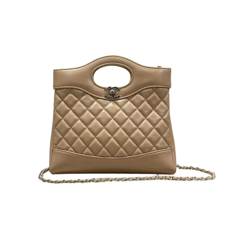 Chanel Oil Wax Leather Brown / Milk Tea Color / Grey Crossbody Bags