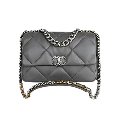 Chanel 19 Bag Deep Grey / Pink / Apricot Color 30cm Crossbody Bags