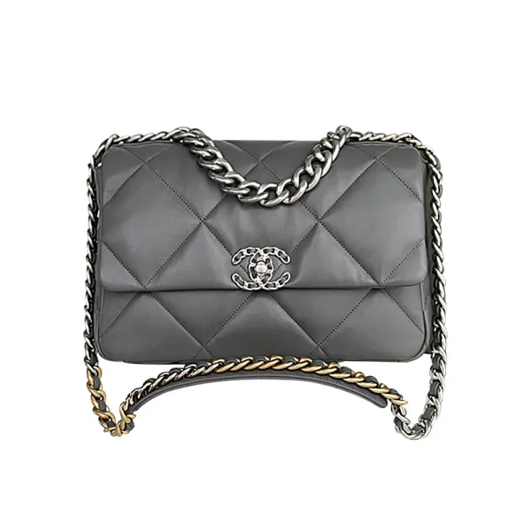 Chanel 19 Bag Deep Grey / Pink / Apricot Color 30cm Crossbody Bags