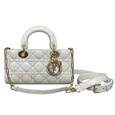 Dior Small Lady D-Joy Bag In Cherry Red Patent Calfskin/White Lambskin/Black Ultramatte Cannage Calfskin With Gold/Black Hardware