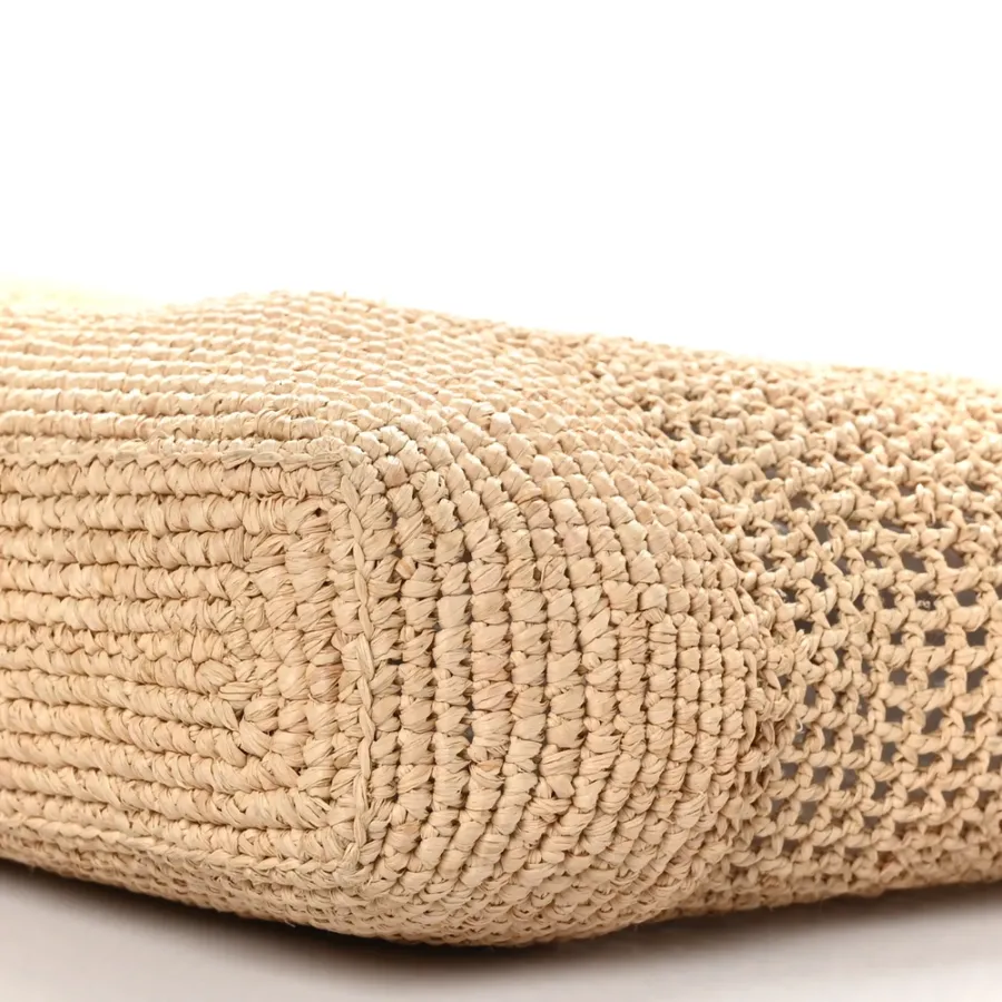 Saint Laurent Large iCare Maxi Shopping Tote Natural Raffia Brass Hardware