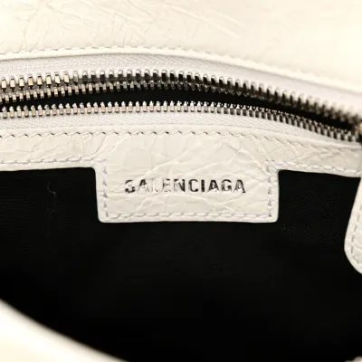 Balenciaga XS Neo Cagole Handbag Optic White Agneau Arena Leather Silver Hardware