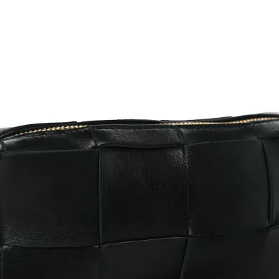 Bottega Veneta Mini Intreccio Cassette Phone Pouch Crossbody Bag Black Lambskin Leather