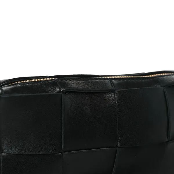 Bottega Veneta Mini Intreccio Cassette Phone Pouch Crossbody Bag Black Lambskin Leather - Image 9