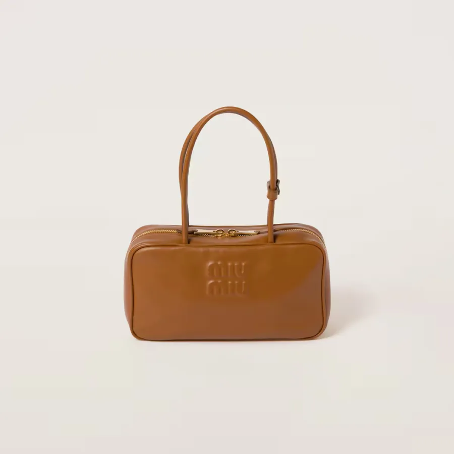 Miu Miu Calfskin Leather Beau Brown Top-Handle Bags