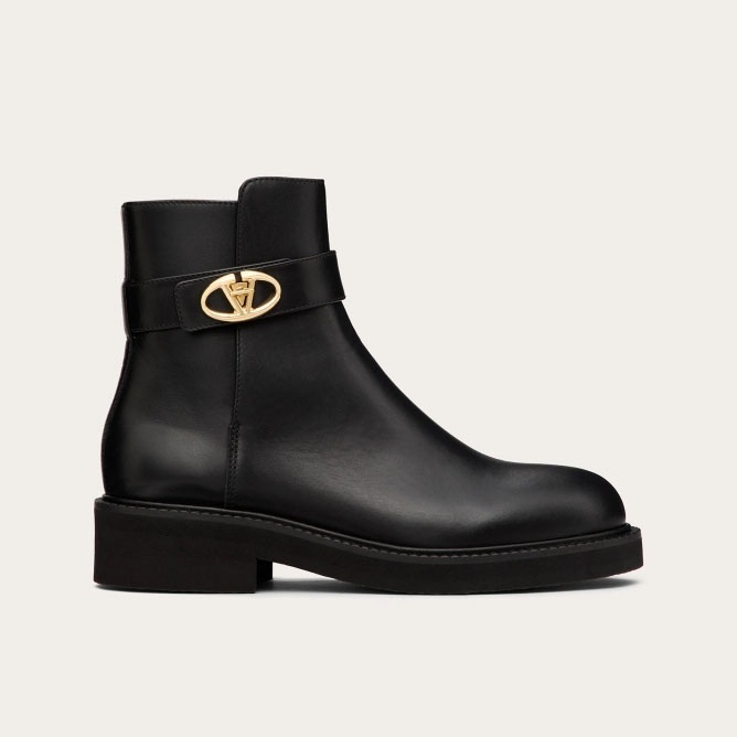 VALENTINO VLOGO LOCKER Botas de cano curto em couro de bezerro (altura do salto 4cm)