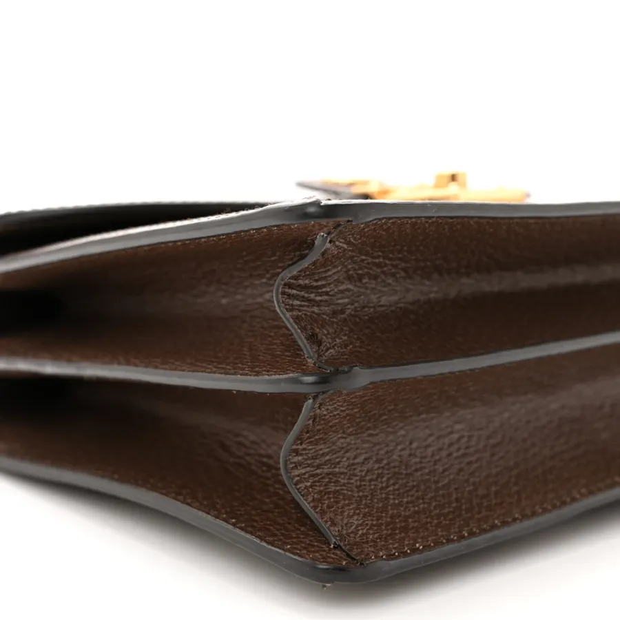 Gucci Small Web Ophidia Padlock Top Handle Bag Beige / Ebony / New Acero GG Supreme Monogram Canvas & Textured Dollar Calfskin Leather Aged Gold Hardware