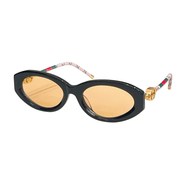 Gucci Oval glasses leopard/natural salmon/transparent black/black/black brown/leopard brown/black orange/natural salmon red/black with grey guccissima color Size 55口20-145 - Image 7