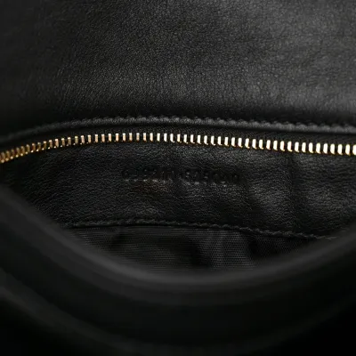 Gucci Medium Web Blondie Shoulder Flap Bag Black Roxy Calfskin Leather Gold Hardware