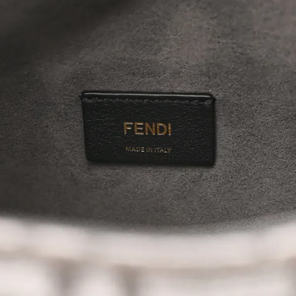 Fendi FF Fendi O’Lock Zipper Anthracite/Asfalto Chenille, Vitello Seta Leather, & Plexiglass Mixed Metal Hardware - Image 2