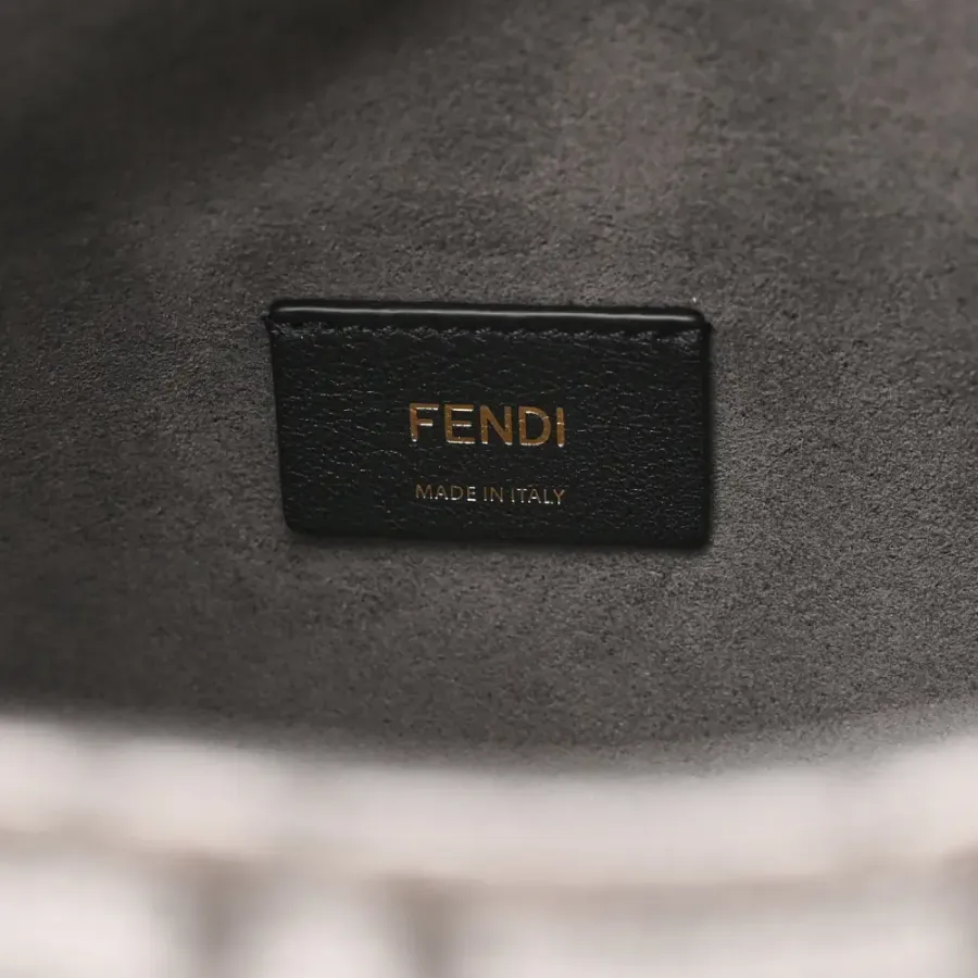 Fendi FF Fendi O’Lock Zipper Anthracite/Asfalto Chenille, Vitello Seta Leather, & Plexiglass Mixed Metal Hardware