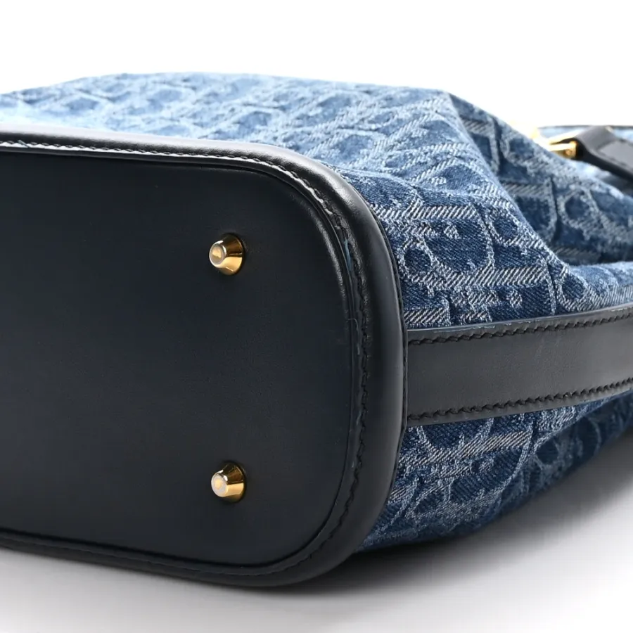 Dior Medium C’est Chain Bucket Bag Blue Oblique Canvas Gold Hardware