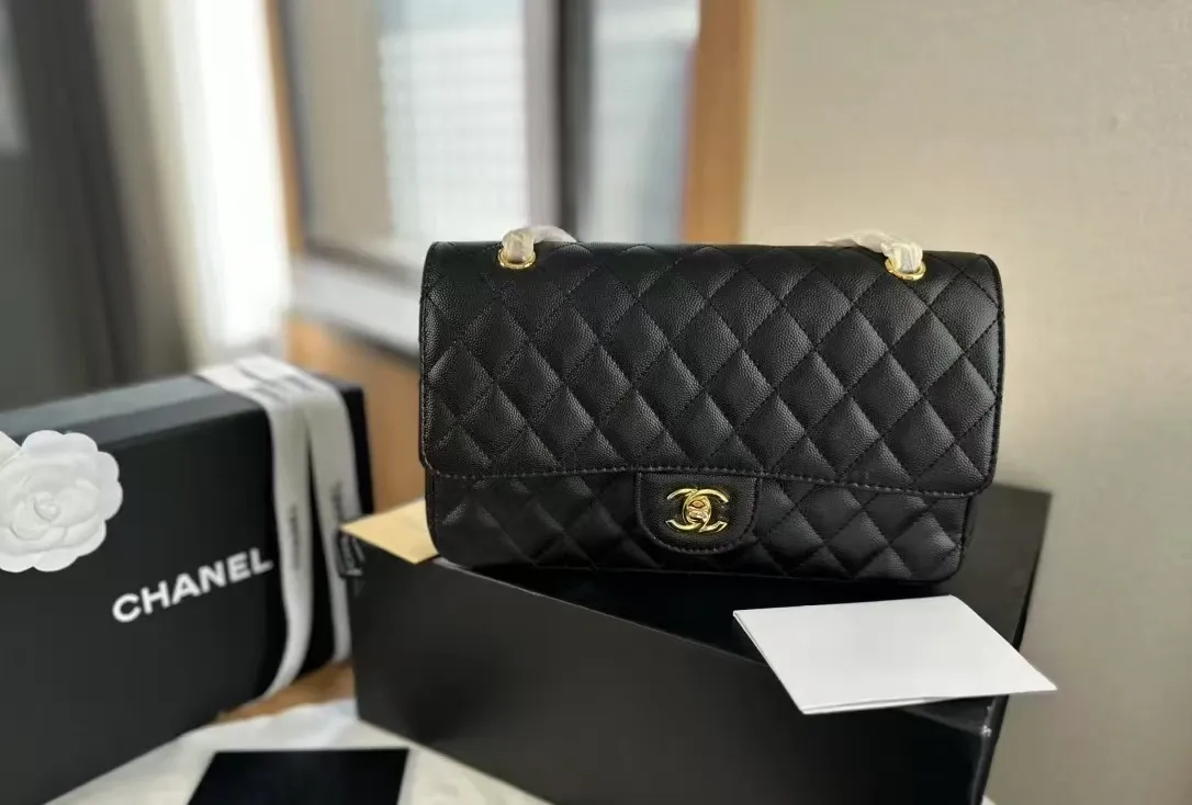 Chanel Double Flap Caviar Black Designer Handbags photo review