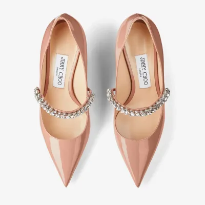 JIMMY CHOO Crystal Ballet pink patent leather heels