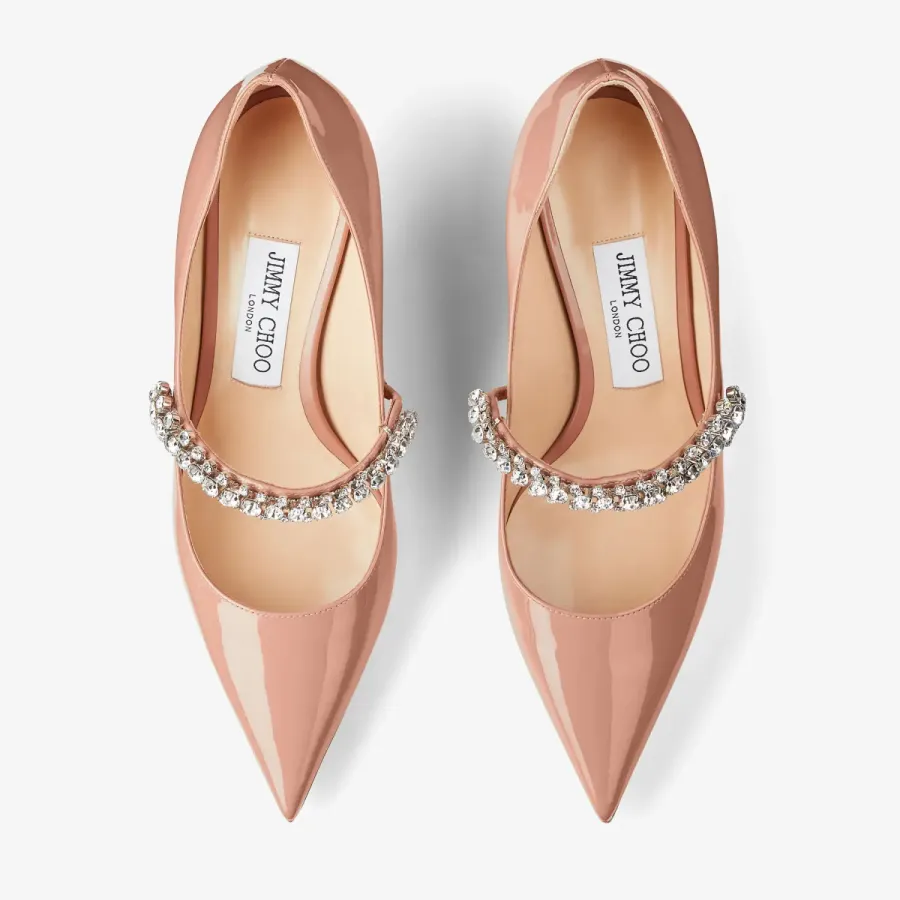 JIMMY CHOO Crystal Ballet pink patent leather heels