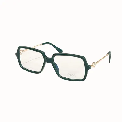 CHANEL square frame glasses black/dark blue/red/green/leopard-print color size 56口17-142